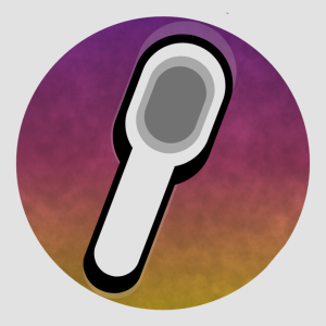 An illustration of a spoon on top of a purple to yellow gradient in a circle cutout