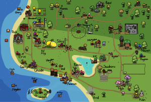 A drawing of a town with many features requested by CRC members